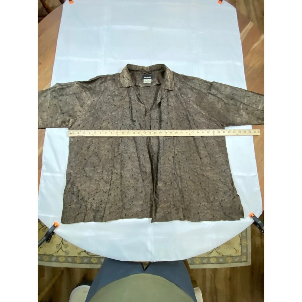 VTG Eskandar Brocade Silk Kimono Jacket Womens 1 Brown Metallic Floral - Picture 8 of 11